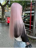 14905ブリーチ＆ダブルカラーラベンダーパープルレイヤーロング