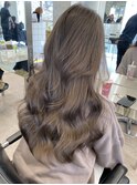 韓国ヘア顔周りレイヤーミルクティーベージュグレージュカラー