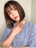 アッシュブラウン透け感切りっぱなしボブp1戸頭20代30代40代