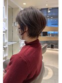 アッシュグレージュ×ショートボブ