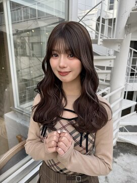 カシュカシュ 表参道(cache cache) ブリーチなしチョコレートブラウンカラーシースルー前髪カット