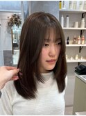 ボブ　ミディアムレイヤー　顔まわり　韓国風　艶髪　髪質改善