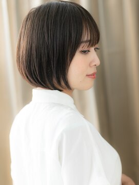 カバーヘア ブリス 川口(COVER HAIR bliss) 伸ばしかけ黒髪ダークアッシュ丸みショートボブX川口30代40代