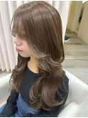 《水光ツヤ髪♪》カーキグレージュ×艶ロング