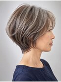 丸みショート/白髪ぼかしハイライト/40代/50代/60代/金沢八景