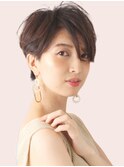 耳かけショート/ウェーブパーマ/アッシュブラウン/20代30代