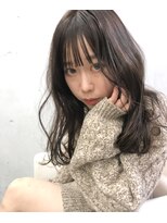 韓国風ストレートバングのくびれヘア☆メルティカラーブラウン