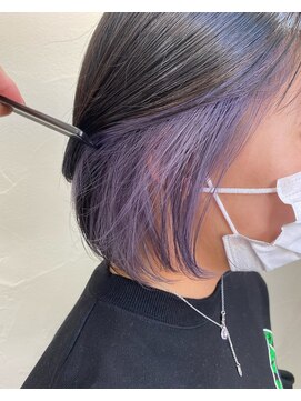 ヘアーデザインフアリ(Hair design fuari) ホワイトパープル×ボブスタイル