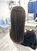 オリーブベージュ/黒髪/グレーベージュ/レイヤーロング　新籾
