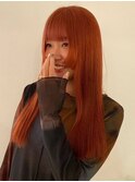 顔周りレイヤー　ロング　透明感　オレンジ【天神/今泉】