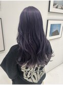 パープルツヤカラーロングレイヤーカットニュアンスカラー20代