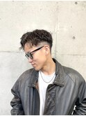 メンズ アップバング×スパイラルパーマ