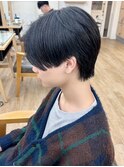 韓国マッシュセンターパート×黒髪フェザーパーマ　MEN’S HAIR