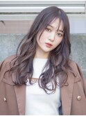ロング美髪顔周りレイヤー韓国ヘアおくれ毛_F0604