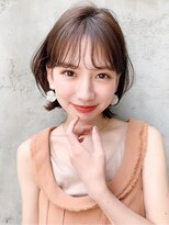 前髪外ハネボブうるツヤ斜めバング艶感薄めバング#242f0525
