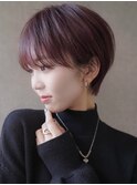 大人可愛い20代30代40代黒髪前下がりひし形小顔ボブ丸みショート