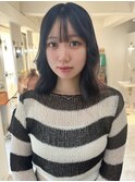 前髪イメチェン　ネイビー　ケアブリーチ　ロングボブ　20代