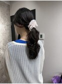 【簡単可愛いポニーテール】根本パーマ/コテ巻き風パーマ