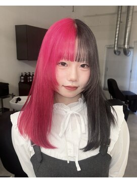 ピンク グレー ツートンデザイン