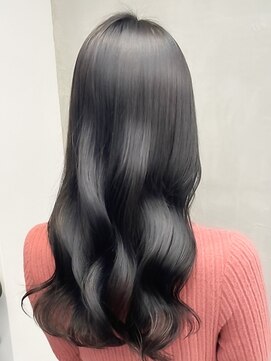 クオール(Quol) 髪質改善カラーくびれ巻き髪ロングヘア透明ダークグレージュ