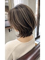 髪質改善Lino hair/縮毛矯正/白髪ぼかし/ハイライト/メンズカット【リノヘア】 毛流れ抜群!!くびれボブレイヤーにハイライト×グレージュ