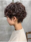 マッシュショート、しっかりパーマ、強めパーマ