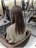 ロングストレート　ケアブリーチ×グレージュ　