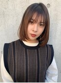 ミルクブラウン/ダークパープル/ナチュラルショート/夏/センター