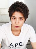 アップバングモテる流行イケメン黒髪モテ髪ツーブロックビジネス