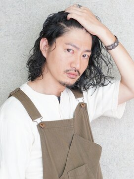 にもう メンズロング × スパイラルパーマ