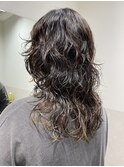 ブリーチパーマクラゲヘアーウェーブ暗めカラー