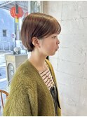 前髪ありマッシュショートベージュ