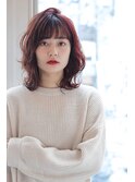 くびれヘア韓国風巻きアプリコットオレンジ夏ハイライト