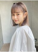 小顔外ハネボブダークアッシュ大人ガーリー似合わせカット