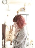 【kimi】アプリコットオレンジ×ほつれウェーブボブ