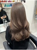 2569黒髪栗色波巻きモノトーングレージュ艶感ミルクチョコレート