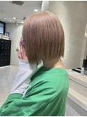 ミルクティーベージュ_ハイトーン_ダブルカラー_切りっぱなし