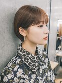 ショート　ショートボブ　ハイライトカラー　縮毛矯正　夏