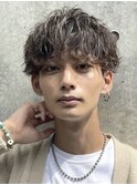 大分くせ毛風シャドウパーマメンズカットラウンドマッシュウルフ