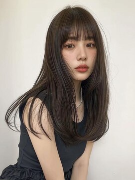 オンク 新宿(onk) 黒髪/グレーベージュ/レイヤーロング/前髪パーマ[新宿駅]