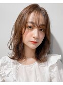 韓国風巻き髪ミディアムレイヤー/ミルクティーブラウン/20代30代
