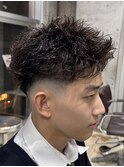 アクティブショートスパイキーパーマ短髪パーマフェードビジネス