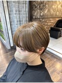 丸みショート×セピアグレージュ