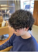 ウルフカット×波巻きパーマ