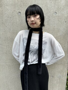 メゾンアクア 表参道(Maison ACQUA) ◎ミニボブウルフカットワイドバングブルーブラック