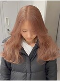 12860ミルクティーベージュ姫カットレイヤー韓国くすみベージュ