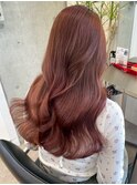 原宿ブリーチなしダブルカラーピンクベージュミディアムボブ20代