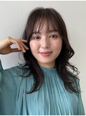 ミディアムボブ/面長/前髪あり/絶壁解消/30代/40代/50代/くびれ