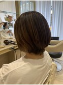 40代50代60代大人ひし形丸みショートボブ白髪ぼかしハイライト