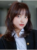 前髪カット韓国ヘア顔周りレイヤーくびれミディ_F21310
